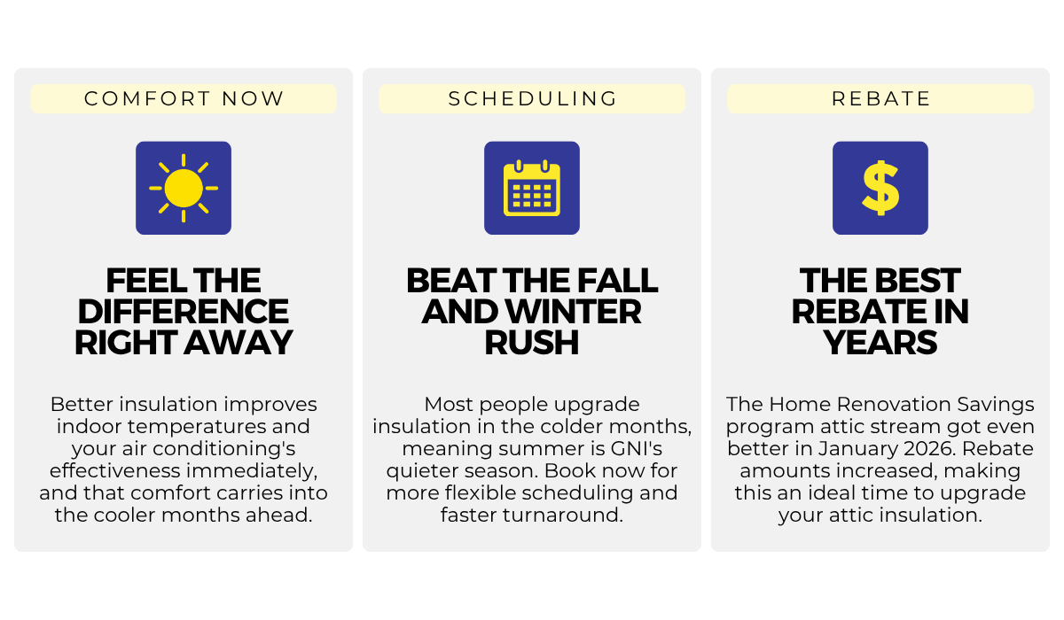 why summer is a great time to insulate - comfort now, better scheduling, rebates